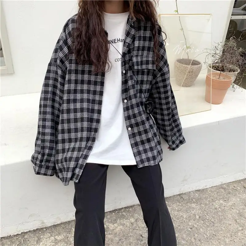 MISSKY Women Shirts Streetwear Plaid Spring Summer Autumn Loose Chequered Long-sleeved Sunscreen Shirts Female Blouse Tops
MISSKY Women Shirts Streetwear Plaid Spring Summer Autumn Loose Chequered Long-sleeved Sunscreen Shirts Female Blouse Tops
