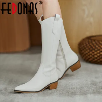 FEDONAS Genuine Leather Winter Boots Women Knee High Long Boots Side Zipper Thick Heels Tight High Boots Working Shoes Woman 
FEDONAS Genuine Leather Winter Boots Women Knee High Long Boots Side Zipper Thick Heels Tight High Boots Working Shoes Woman