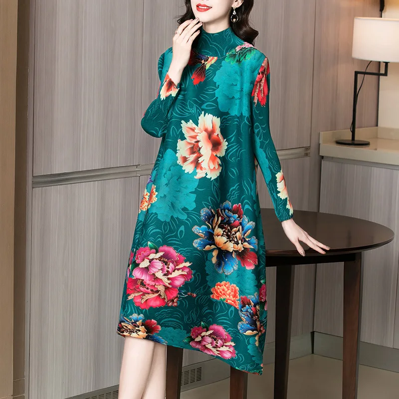 Green Dress For Women 45-75kg 2022 Autumn New Big Flowers PrintTurtleneck Wrist Length Sleeves Loose Stretch Miyake Pleated
Green Dress For Women 45-75kg 2022 Autumn New Big Flowers PrintTurtleneck Wrist Length Sleeves Loose Stretch Miyake Pleated