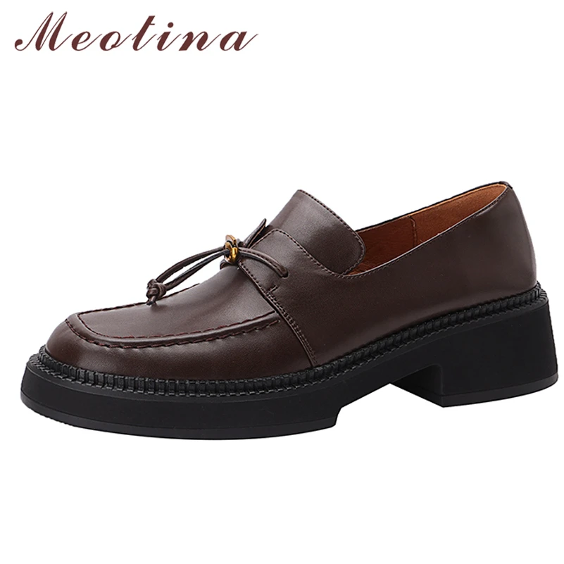 Meotina Loafers Shoes Women Genuine Leather Mid Heel Shoes Elastic band Pumps Thick Heels Footwear Female Spring Black Brown 40
Meotina Loafers Shoes Women Genuine Leather Mid Heel Shoes Elastic band Pumps Thick Heels Footwear Female Spring Black Brown 40
