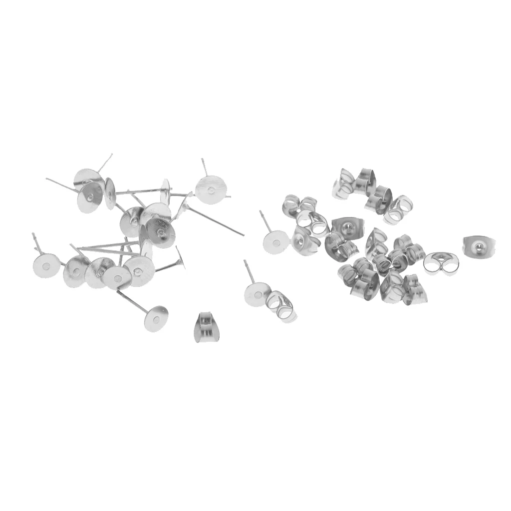 42pair White Pin Flat Earrings Base Equipment Position Nails 42pair White Pin Flat Earrings Base Equipment Position Nails
