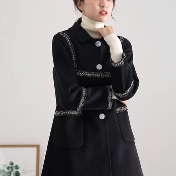 New spring black coat 2020 sweet wind restoring ancient ways of high-end button lurex cashmere coat lapels female long wool coat
New spring black coat 2020 sweet wind restoring ancient ways of high-end button lurex cashmere coat lapels female long wool coat