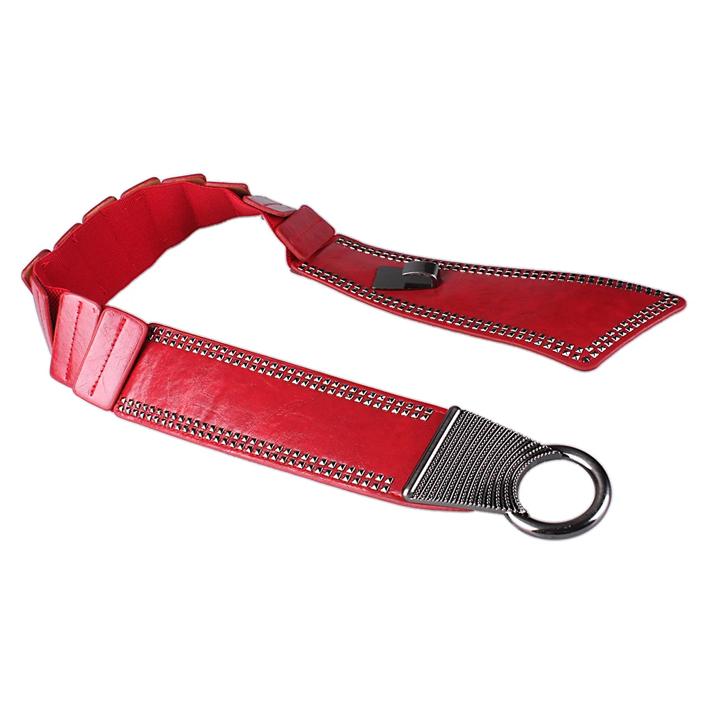 Women's Adjustable Punk Waist Belt Wide Elastic Waistband with Rivets Studs Women's Adjustable Punk Waist Belt Wide Elastic Waistband with Rivets Studs