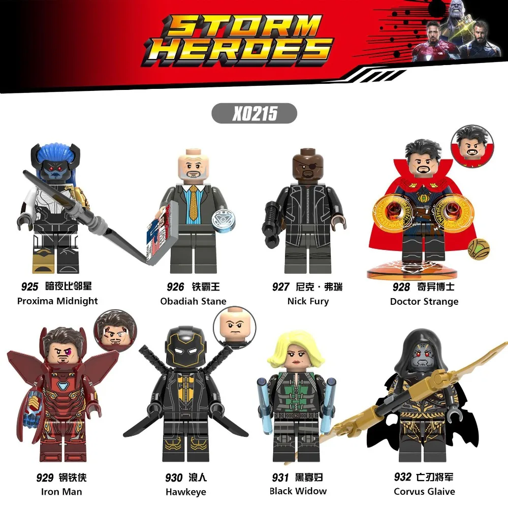 Marvel Avengers Infinity War figures Nick Fury Obadiah Stane Iron Man Doctor Strange Hawkeye Models Building Blocks Bricks Toys
Marvel Avengers Infinity War figures Nick Fury Obadiah Stane Iron Man Doctor Strange Hawkeye Models Building Blocks Bricks Toys