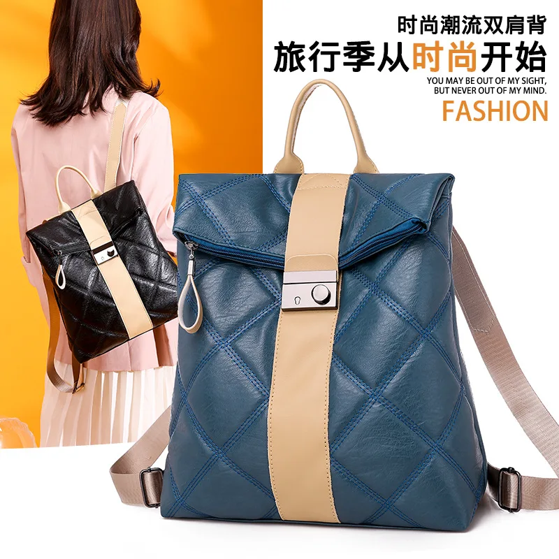 Autumn New Style 2019 Fashion Korean-style Fashion Backpack Soft Leather Casual Fashion Ride Travel Large Bag Solid Color Dual P 
Autumn New Style 2019 Fashion Korean-style Fashion Backpack Soft Leather Casual Fashion Ride Travel Large Bag Solid Color Dual P
