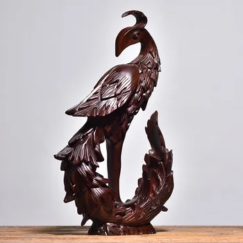 

Ebony Wood Rosewood Carving Sculpture Phoenix Statue Living Room Office Decoration Crafts Animal Home Decor