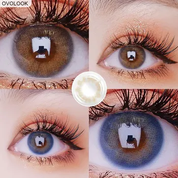 

OVOLOOK-2pcs/pair Lenses Contact Lenses 3 Tone Colored Lenses for Eyes Yearly Use DREAM OCEAN Eye Color Lens Colo Eye Contacts