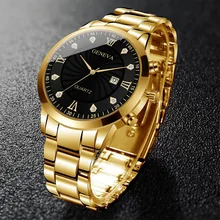 

Geneva Korean Personality Inlaid Men's Alloy Mesh Strap Watch Roman Numeral Scale Quartz Watch Men Relogio Masculino