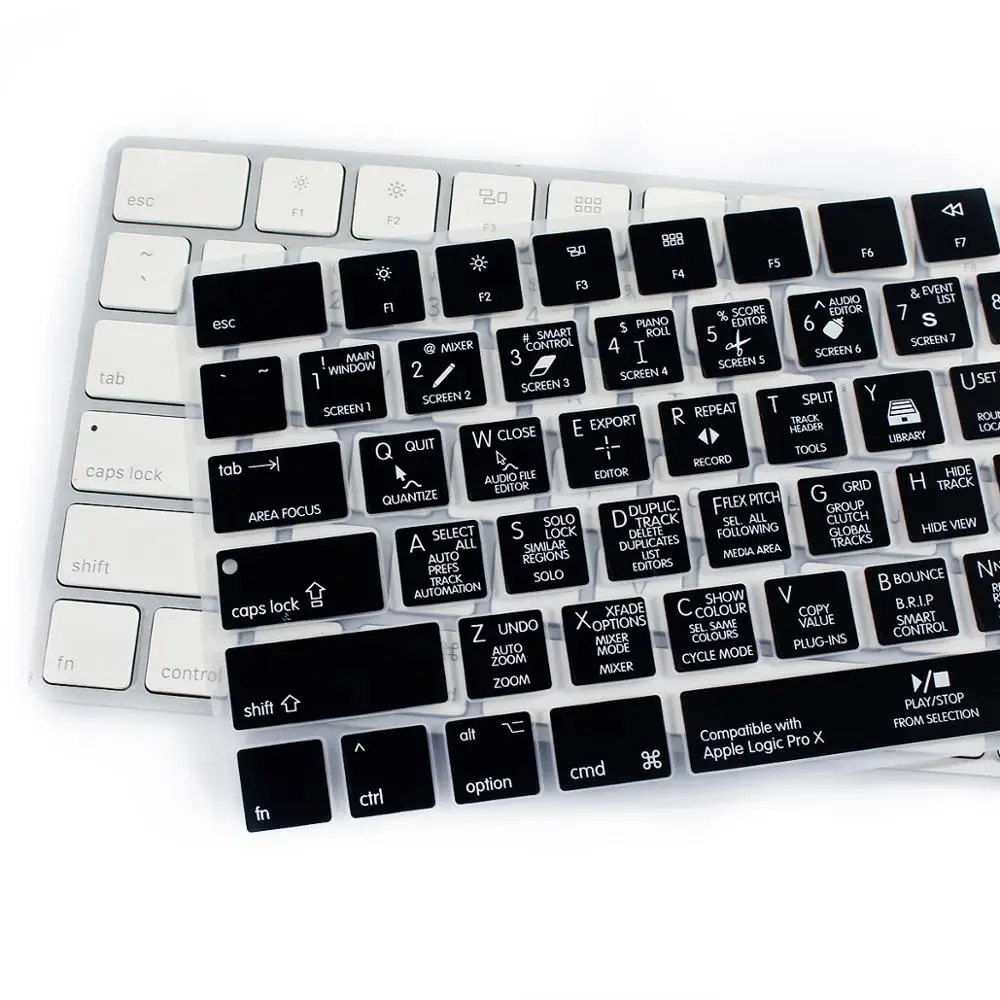 Logic pro X Hotkeys Functional Keypad Covers Shortcuts Silicone Keyboard Skin Protector For Apple Magic MLA22B/A US Version
Logic pro X Hotkeys Functional Keypad Covers Shortcuts Silicone Keyboard Skin Protector For Apple Magic MLA22B/A US Version