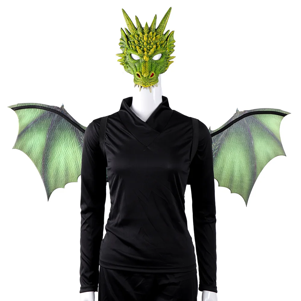 

Dragon Mask Dinosaur Wings Halloween Fun Outfit New Year Carnival Party Animal Cosplay Costume Masquerade Facemask
