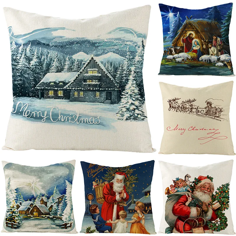 Christmas Home Decor Pillow Cover 45x45cm Retro Style Linen Cushion Covers Xmas Holiday Decorative Throw Pillowcases for Home
Christmas Home Decor Pillow Cover 45x45cm Retro Style Linen Cushion Covers Xmas Holiday Decorative Throw Pillowcases for Home