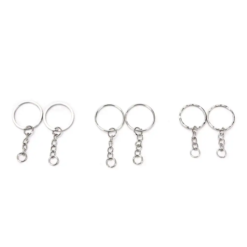100 pcs/lot diy keyrings silvery key chains stainless circle