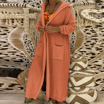 2019 NEW Women Knitted Long Sleeve Long Sweater Cardigan Female Women Autumn Overcoat Outwear Pockets Hooded Knitted Sweaters
2019 NEW Women Knitted Long Sleeve Long Sweater Cardigan Female Women Autumn Overcoat Outwear Pockets Hooded Knitted Sweaters