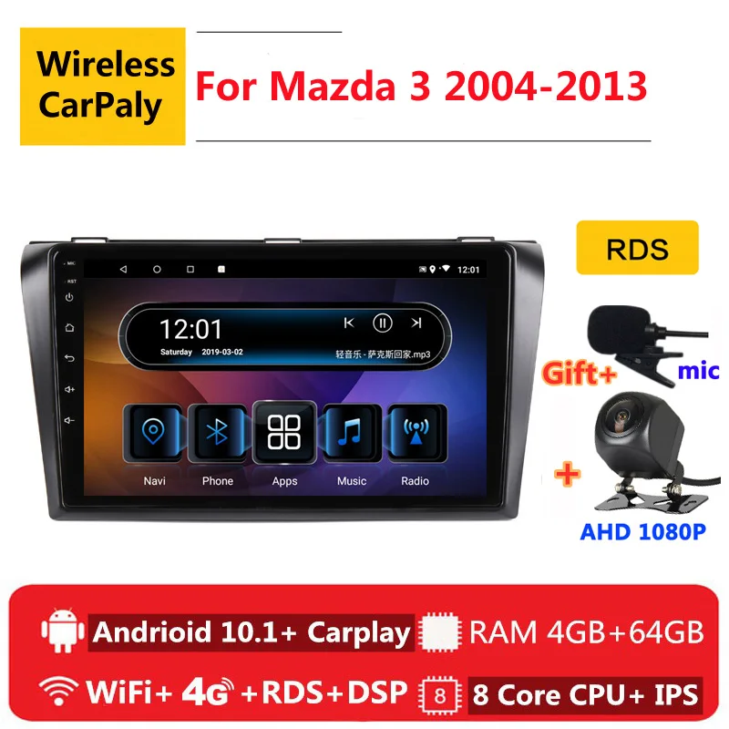 

2 din 8 core android 10 car radio auto stereo for Mazda 3 bk 2004 2006 08 2010 2012 2013 navigation GPS DVD Multimedia Player