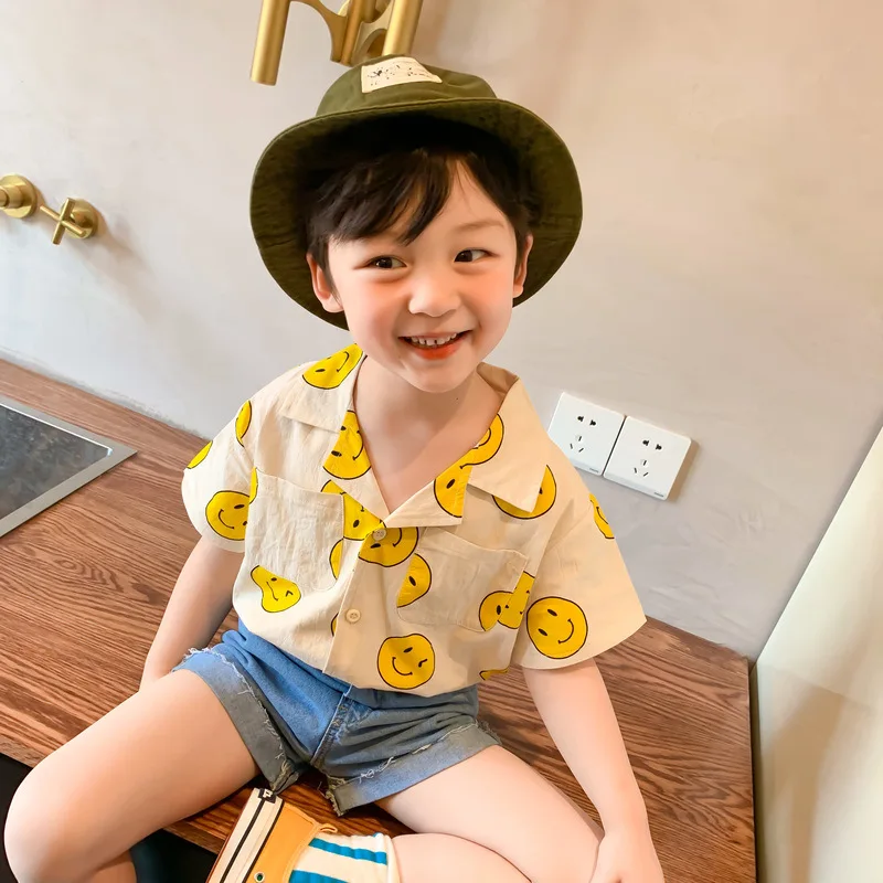 MILANCEL kids clothes short sleeve shirt for boys fashion girls t-shirt smile face girls tops cotton boy outfit MILANCEL kids clothes short sleeve shirt for boys fashion girls t-shirt smile face girls tops cotton boy outfit
