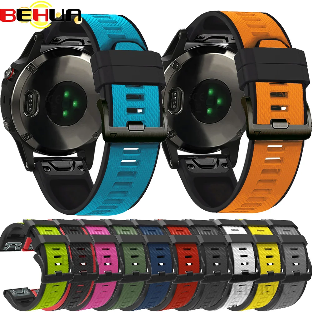 

BEHUA 26mm 22mm Quick Fit Watchband For Garmin Fenix 6X Pro 5X 3 HR Silicone Easy Fit Wrist Band for Fenix 6 Pro 5 Strap Correa