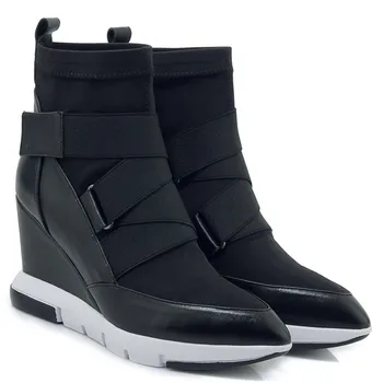 Women's genuine leather stretch fabtic pathwork wedge pointed toe ankle boots elastic strap slip-on female short booties shoes
Women's genuine leather stretch fabtic pathwork wedge pointed toe ankle boots elastic strap slip-on female short booties shoes