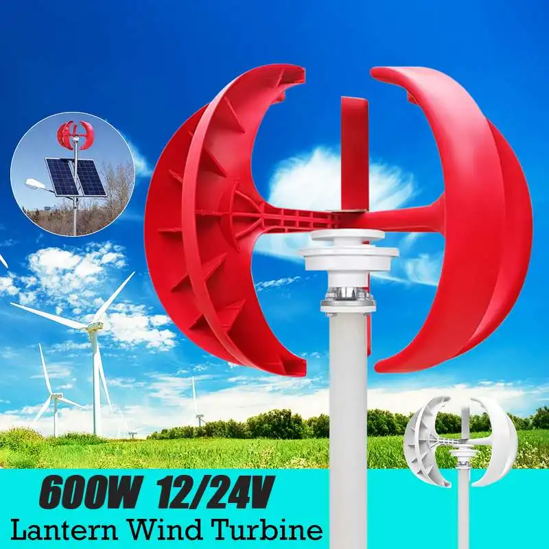 Max 600W 12V 24V VAWT 5 Blades Red Vertical Axis Wind Turbines Generator Lantern Type
Max 600W 12V 24V VAWT 5 Blades Red Vertical Axis Wind Turbines Generator Lantern Type