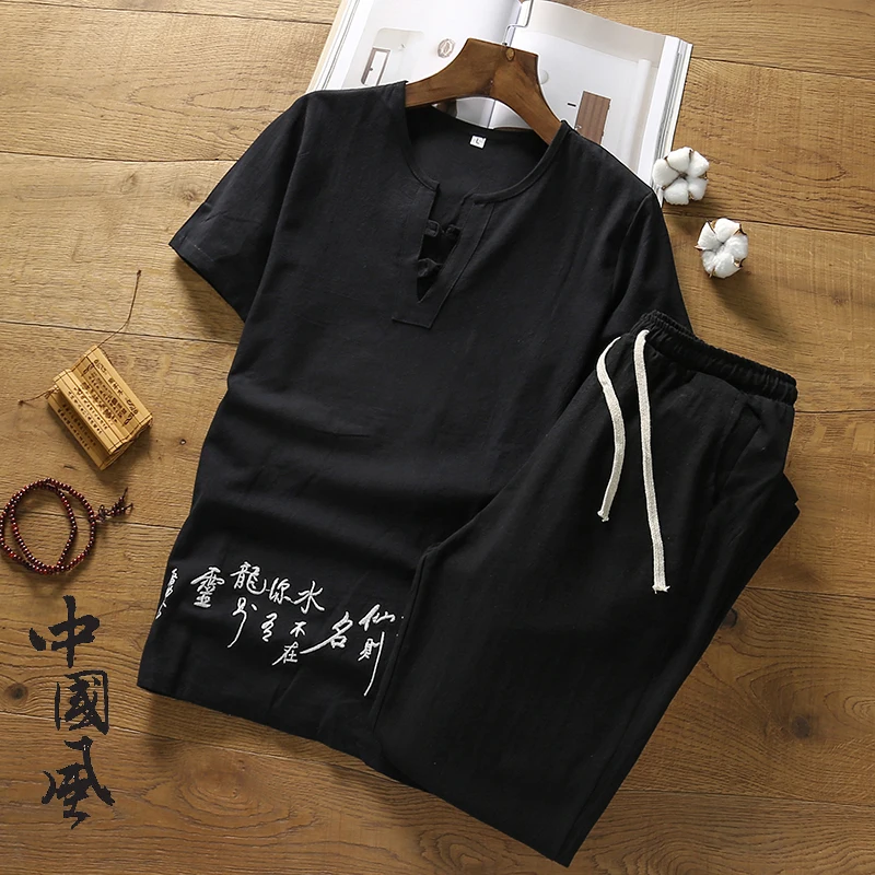 2019 Sinicism Summer Men's Short-sleeved Suit Cotton Linen Casual Two-piece Set Man Loose and Comfortable Drawstring Pants 5XL
2019 Sinicism Summer Men's Short-sleeved Suit Cotton Linen Casual Two-piece Set Man Loose and Comfortable Drawstring Pants 5XL