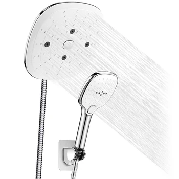 Shower Head Combo, 9 inch Adjustable Rainfall Showerhead 3 Settings High Pressure Handheld Shower Head with Push Button,3-Way Wa 
Shower Head Combo, 9 inch Adjustable Rainfall Showerhead 3 Settings High Pressure Handheld Shower Head with Push Button,3-Way Wa