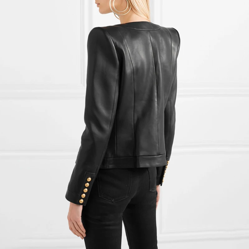 TWOTWINSTYLE Black Female PU Leather Jackets Long Sleeve Double Breasted Women's Coat Large Size 2019 Autumn Fashion OL New (6).jpg