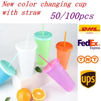 50/100PCS DHL Water Bottle Temperature Color Changing Cold Cup 750ml Magic Tumbler Straw Type with Lid Plastic In-stock Items
50/100PCS DHL Water Bottle Temperature Color Changing Cold Cup 750ml Magic Tumbler Straw Type with Lid Plastic In-stock Items