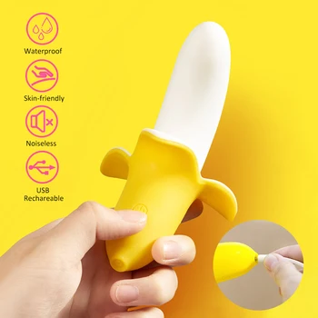 

UBS Rechargeable Cute Banana Vibrator Massager Clitoris Stimulator G-Spot Dildo Adult Toys Sex Product For Woman DW-627