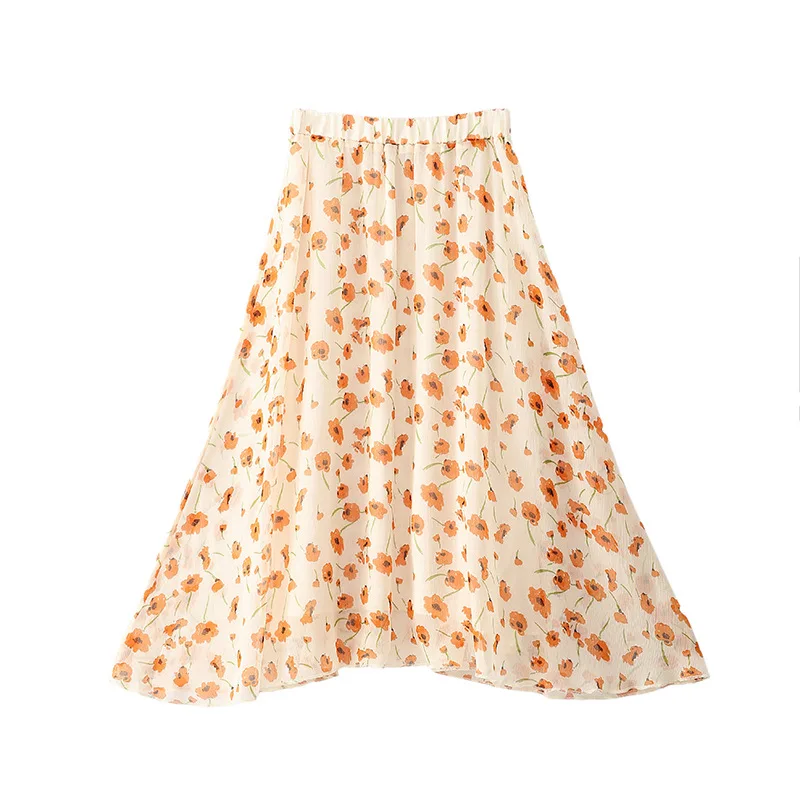 Spring Summer New Style Korean-style Elegant Mid-length Online Celebrity Fairy Skirt Versatile Elastic Waist Printed Skirt Women 
Spring Summer New Style Korean-style Elegant Mid-length Online Celebrity Fairy Skirt Versatile Elastic Waist Printed Skirt Women