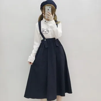 Aulead Japan Preppy Style Women Navy Blue Suspenders Pockets Long Sleeveless Dress Mori Girl Elegant School Uniform Cute Dress 5
Aulead Japan Preppy Style Women Navy Blue Suspenders Pockets Long Sleeveless Dress Mori Girl Elegant School Uniform Cute Dress 5