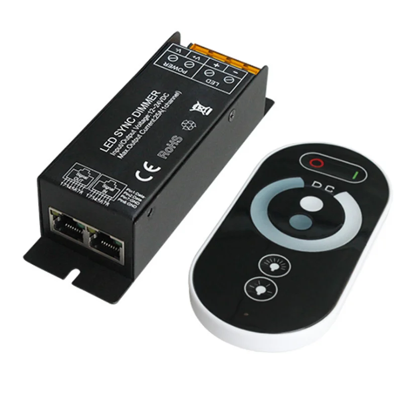 Single Color LED Dimmer Sync Controller DC12V 24V 25A Wireless Touch RF Remote Controller for LED Strip String Lights Modules
Single Color LED Dimmer Sync Controller DC12V 24V 25A Wireless Touch RF Remote Controller for LED Strip String Lights Modules