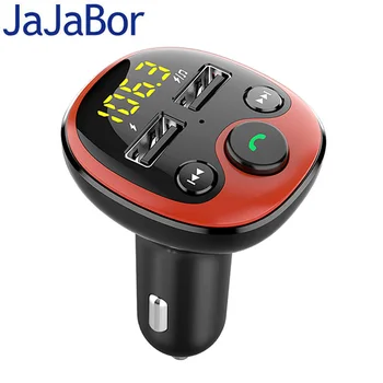 

JaJaBor Bluetooth 5.0 Car Kit Handsfree FM Transmitter Modulator Music Mp3 Player Phone Wireless Carkit Dual USB Car Charger