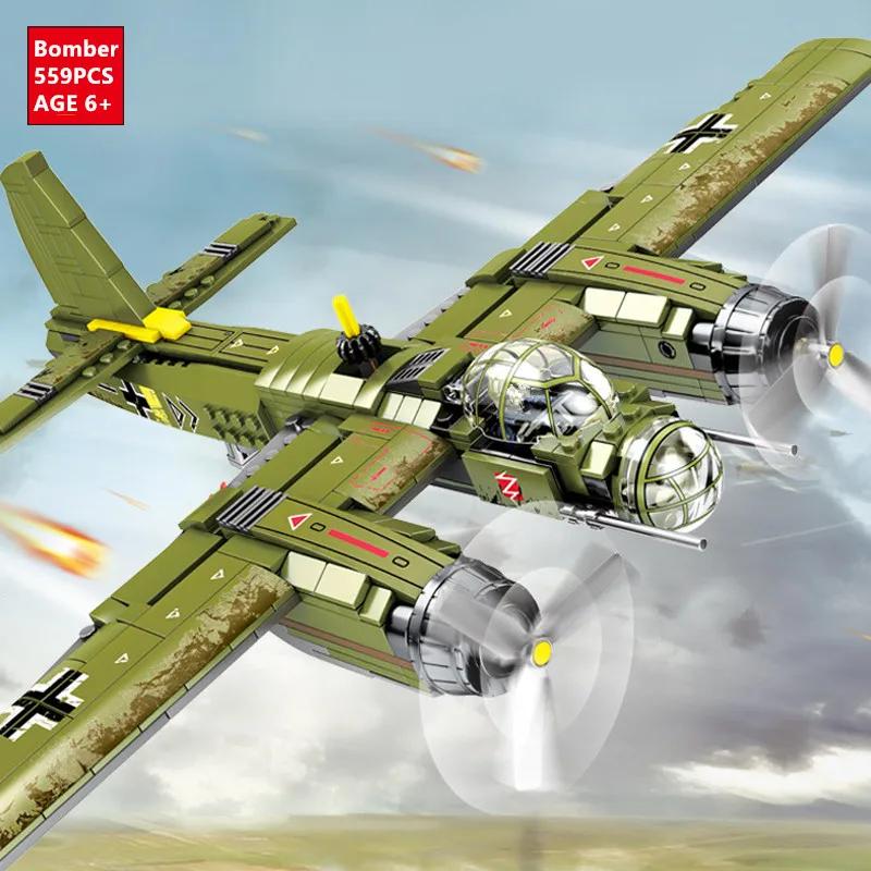 559Pcs WW2 Military German Army Building Blocks Ju-88 Bomber Aircraft Model LegoINGLs Juguetes Technic Bricks Toys For Chlidren
559Pcs WW2 Military German Army Building Blocks Ju-88 Bomber Aircraft Model LegoINGLs Juguetes Technic Bricks Toys For Chlidren