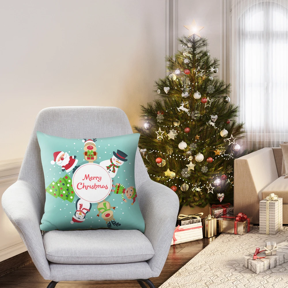 45*45cm merry christmas pillowcase santa claus throw pillow sofa