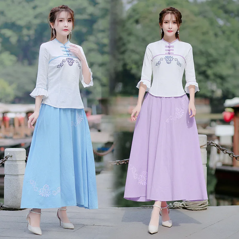 19 Photo Shoot Spring And Summer New Style WOMEN'S Dress Cotton Linen Hipster Embroidered Two-Piece Set Three-quarter-length Sle
19 Photo Shoot Spring And Summer New Style WOMEN'S Dress Cotton Linen Hipster Embroidered Two-Piece Set Three-quarter-length Sle
