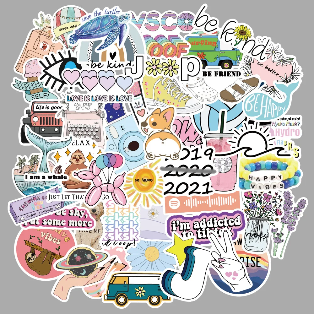 

50PCS Cartoon Yellow VSCO Girl Stickers For Chidren Toy Waterproof Sticker to DIY Suitcase Laptop Bicycle Helmet Car Decals