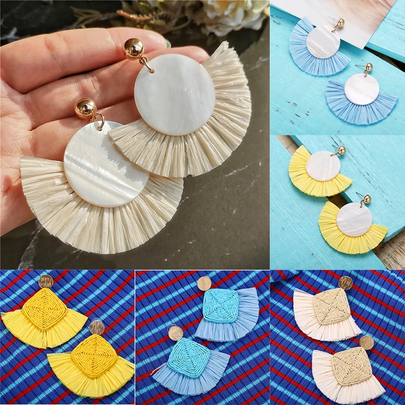 IF ME Bohemian Big Rattan Raffia Tassel Earrings For Women Blue Yellow Geometric Round Sector Drop Dangle Earrings Jewelry 2019
IF ME Bohemian Big Rattan Raffia Tassel Earrings For Women Blue Yellow Geometric Round Sector Drop Dangle Earrings Jewelry 2019