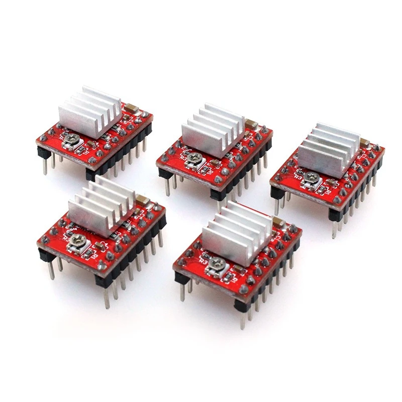 A4988 Compatible Stepper Stepstick Motor Diver Module With Heat Sink For 3D Printer Controller Ramps 1.4(Pack Of 5Pcs)
A4988 Compatible Stepper Stepstick Motor Diver Module With Heat Sink For 3D Printer Controller Ramps 1.4(Pack Of 5Pcs)