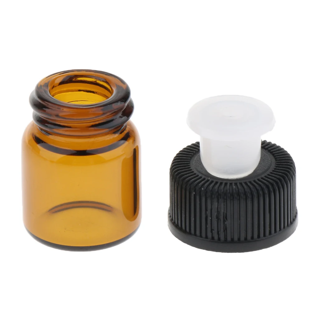 100 Pcs Essential Oil Amber Glass Vial with orifice 1-3ml Sample Dram bottle Thin Glass Small Amber Perfume Sample Test Bottle