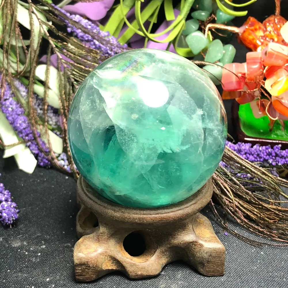 natural fluorite crystal ball plus base , craft