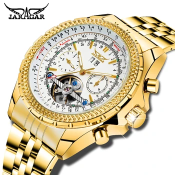 Top Brand Luxury Jaragar Men Tourbillion Mechanical Watch Golden Stainlesss steel Calendar Display Automatic Mens Watches
Top Brand Luxury Jaragar Men Tourbillion Mechanical Watch Golden Stainlesss steel Calendar Display Automatic Mens Watches