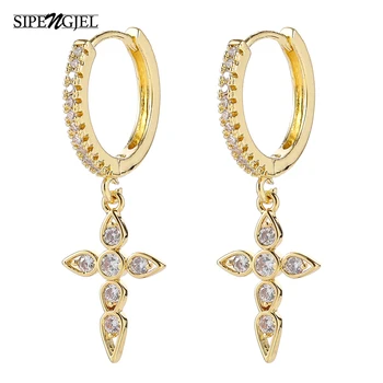 New Fashion Pave Cz Crystal Cross Hoop Earrings Top Quality Cz Crystal Stone Cross Earrings For Women Girls Fashion Jewelry
New Fashion Pave Cz Crystal Cross Hoop Earrings Top Quality Cz Crystal Stone Cross Earrings For Women Girls Fashion Jewelry