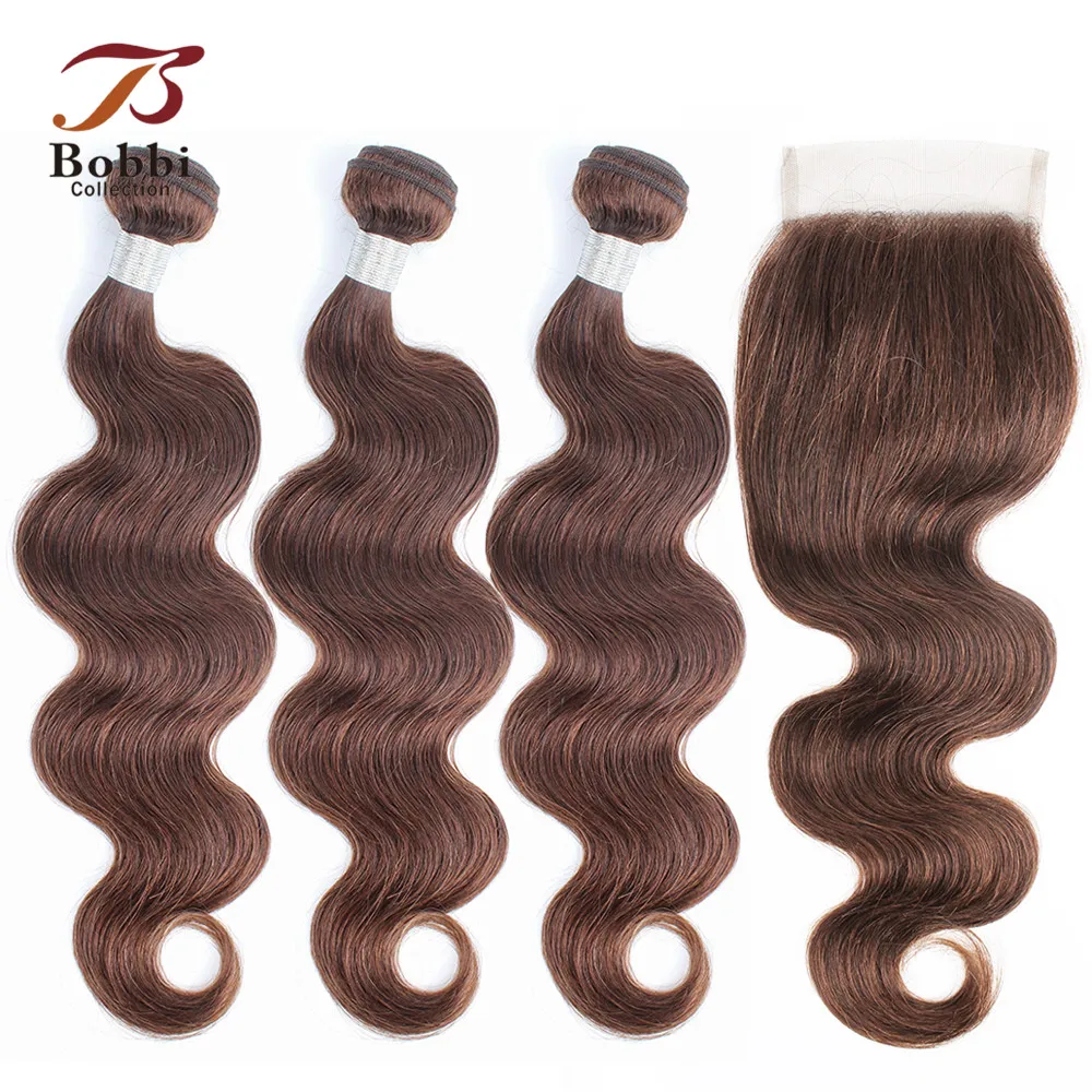BOBBI COLLECTION 3/4 Bundles With Closure Color 4 Chocolate Brown Pre-Colored Indian Body Wave Hair NoRemy Human Hair Extensions
BOBBI COLLECTION 3/4 Bundles With Closure Color 4 Chocolate Brown Pre-Colored Indian Body Wave Hair NoRemy Human Hair Extensions