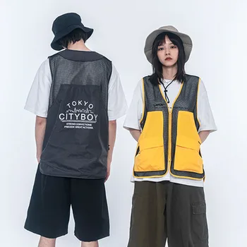 Male Women Couple Japan Style Casual Sleeveless Vest Waistcoat Outerwear Coat Men Streetwear Hip Hop Mesh Cargo Vest Jacket 
Male Women Couple Japan Style Casual Sleeveless Vest Waistcoat Outerwear Coat Men Streetwear Hip Hop Mesh Cargo Vest Jacket