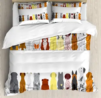 Dogs Duvet Cover Set Simplistic Boxer Whippet Labrador Yorkshire Terrier Retriever from Back and Front View Decorative 3 Piece
Dogs Duvet Cover Set Simplistic Boxer Whippet Labrador Yorkshire Terrier Retriever from Back and Front View Decorative 3 Piece