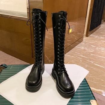 Black Knee High Boots Lace Up Women Shoes Chunky Motorcycle Boots Women Platform Long Boots Winter Punk Shoes Goth Botas Mujer
Black Knee High Boots Lace Up Women Shoes Chunky Motorcycle Boots Women Platform Long Boots Winter Punk Shoes Goth Botas Mujer