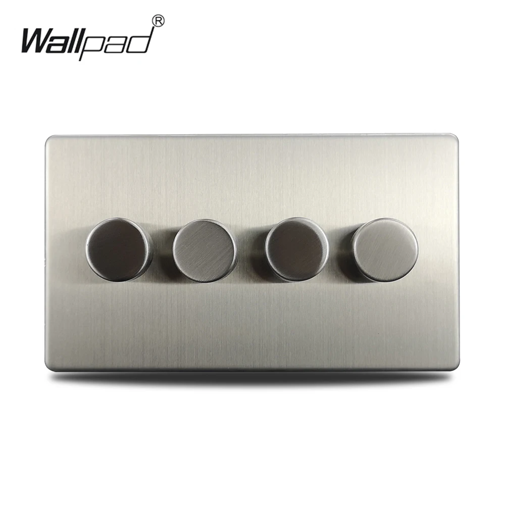 Wallpad Silver 4 Gang 2 Way 4 Buttons LED Dimmer Switch Satin Chrome Push On Off Stainless Steel Panel Metal Button
Wallpad Silver 4 Gang 2 Way 4 Buttons LED Dimmer Switch Satin Chrome Push On Off Stainless Steel Panel Metal Button