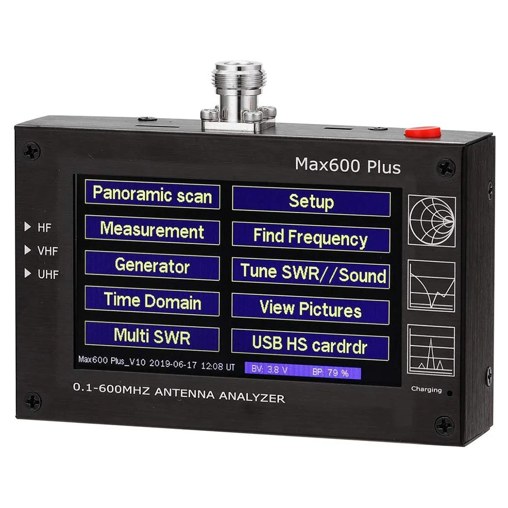 Max600 Plus HF / VHF / UHF Antenna Analyzer 0.1-600 mhz com / 4.3 "tft lcd vs Mini 600 Capacitive Touch Screen
Max600 Plus HF / VHF / UHF Antenna Analyzer 0.1-600 mhz com / 4.3 "tft lcd vs Mini 600 Capacitive Touch Screen