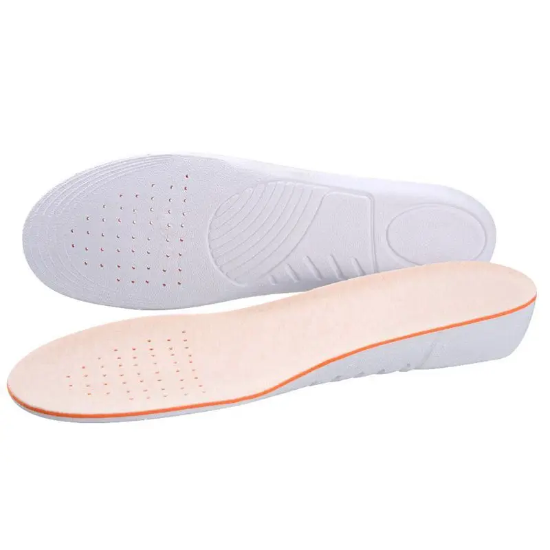 Height Increase Heel Lift Insoles, Full Length Unisex Sweat-Absorbent Cuttable Apricot Perforated PU Foot Pads with Comfortable