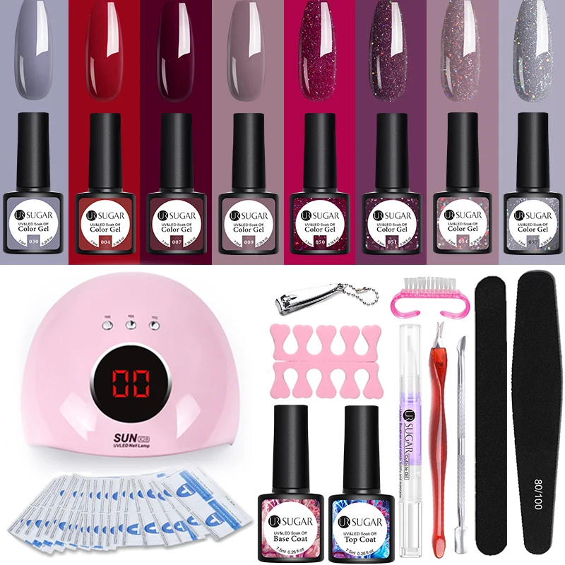 UR SUGAR Nail Set 24W UV LED Lamp Dryer With 8 Colors Glitter Nail Gel Polish Kit Soak Off Kit Nail Art Tools
UR SUGAR Nail Set 24W UV LED Lamp Dryer With 8 Colors Glitter Nail Gel Polish Kit Soak Off Kit Nail Art Tools