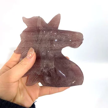 Natural Unicorn quartz healing crystal hand carved stone horse head shape gemstone for home decoration gift
Natural Unicorn quartz healing crystal hand carved stone horse head shape gemstone for home decoration gift